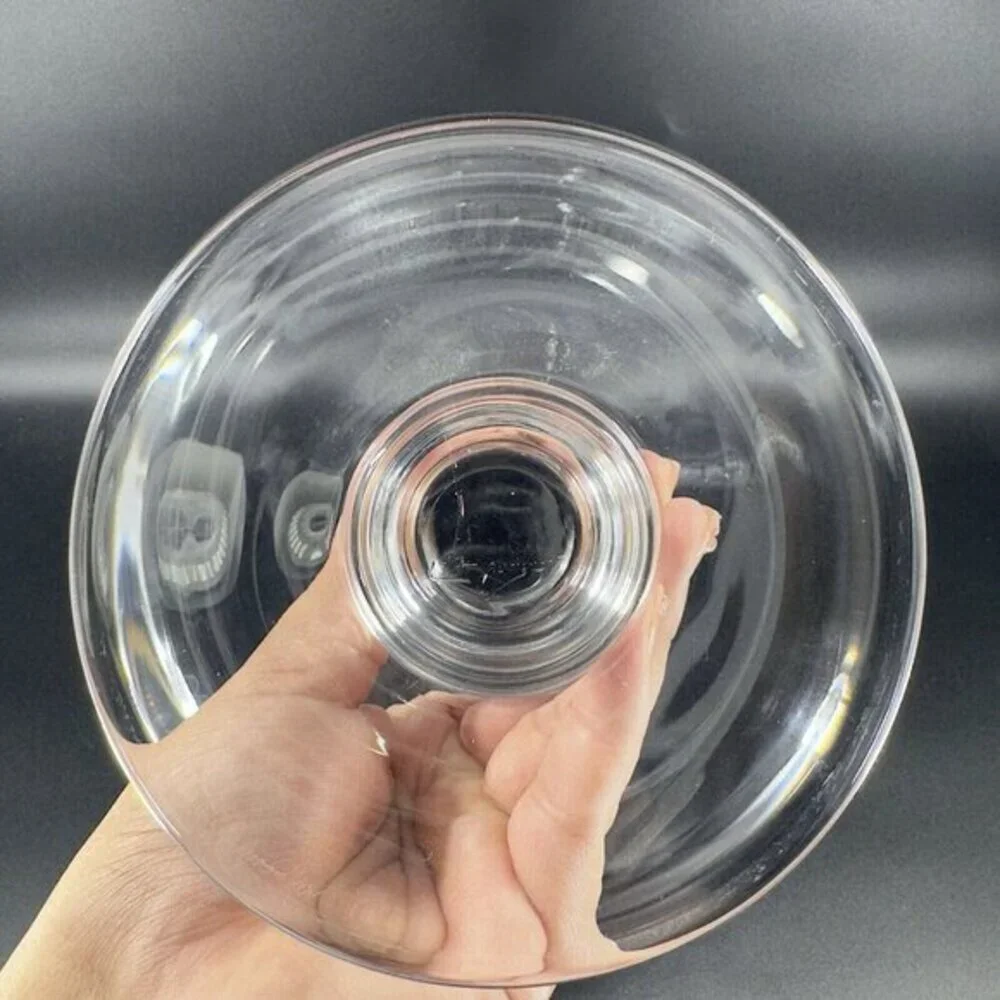 Val St Lambert State Tall Crystal Clear Glass‎ Compote Footed Centerpiece Bowl